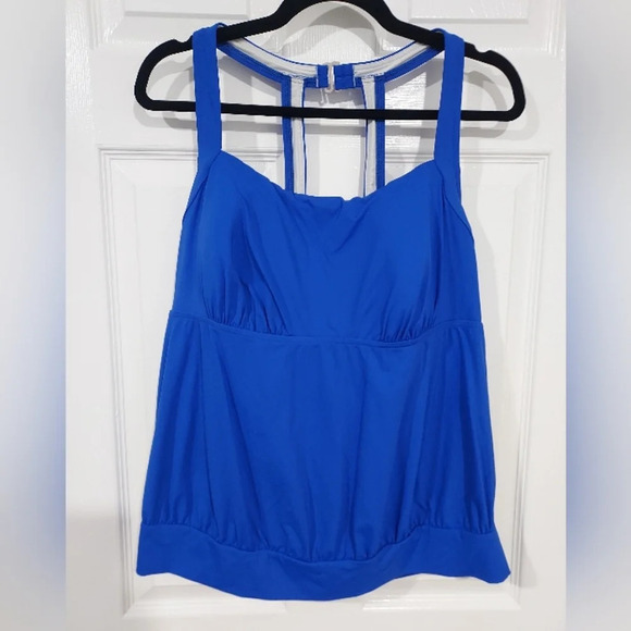 NWOT Lands' End Electric Blue Blouson Tankini Swimsuit Top in Size 18W - Picture 1 of 12